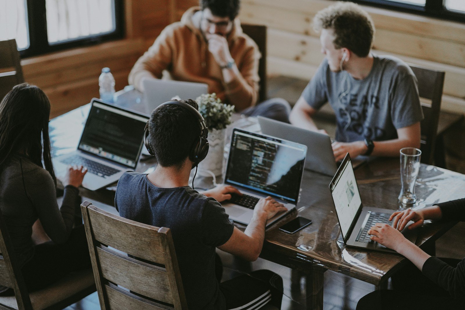 A diverse team collaborating on a project
