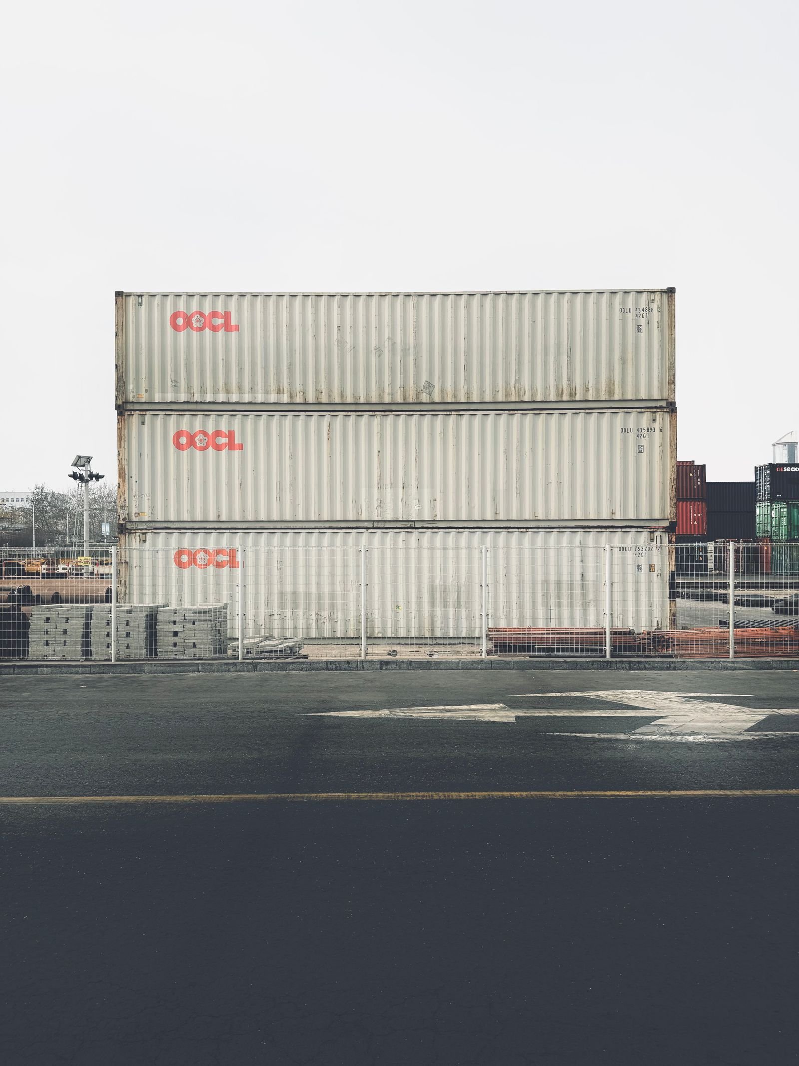 Stacks of shipping containers at Tianjin Port, China, depicting cargo logistics